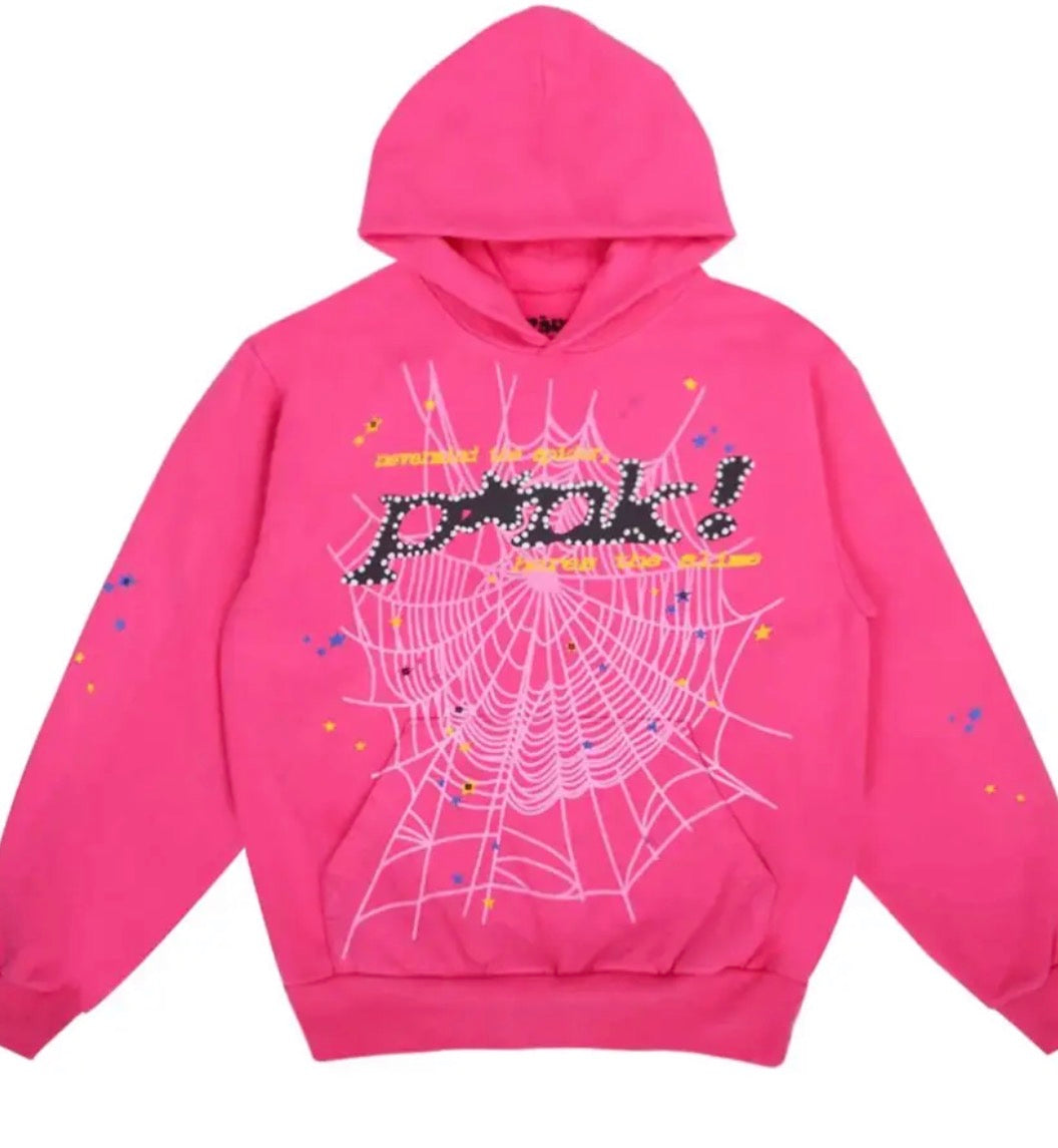 Sp5der P*nk Web Hoodie Pink