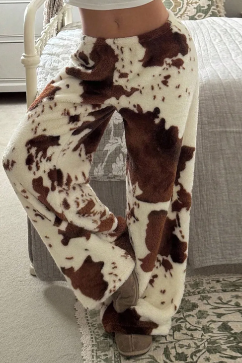 Cow Print Polar Fleece Pants